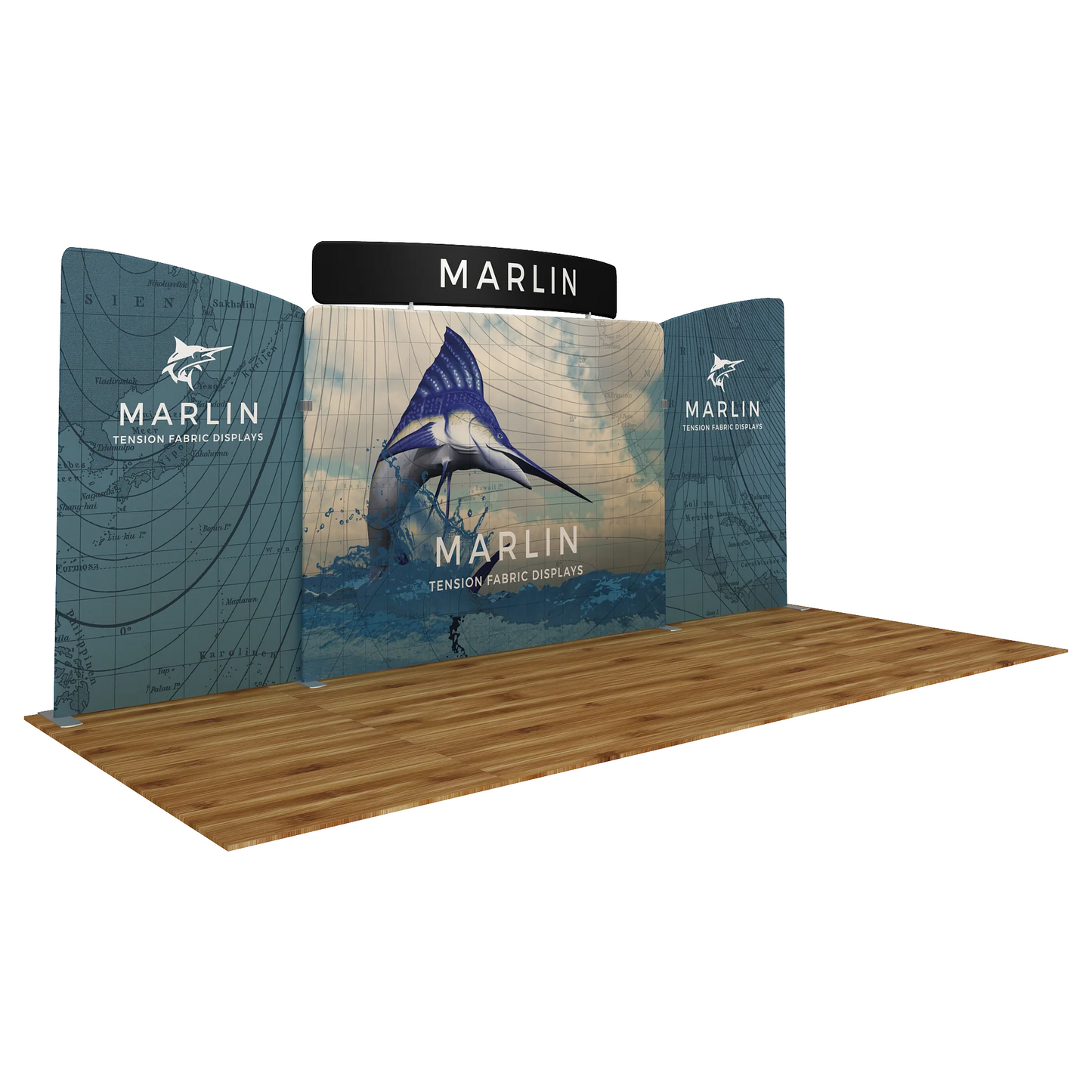 20ft WaveLine® Media Marlin-C Single-sided Tension Fabric Display (Graphic Package)