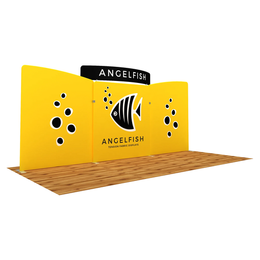 20ft WaveLine® Angelfish-C Media Double-sided Tension Fabric Display w/ Curved Header (Graphic Package)