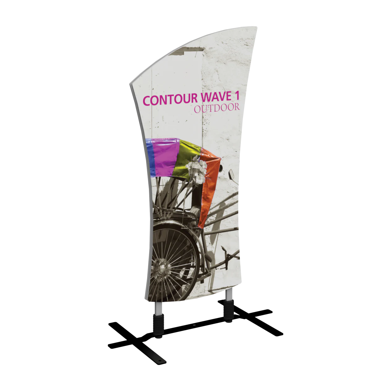5ft Contour Outdoor Sign Display Wave 1 Plate Base Single-Sided (Graphic Package)