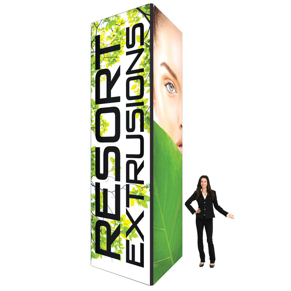 Big Sky 4 x 16 ft backlit square tower with black frame and printed SEG graphics