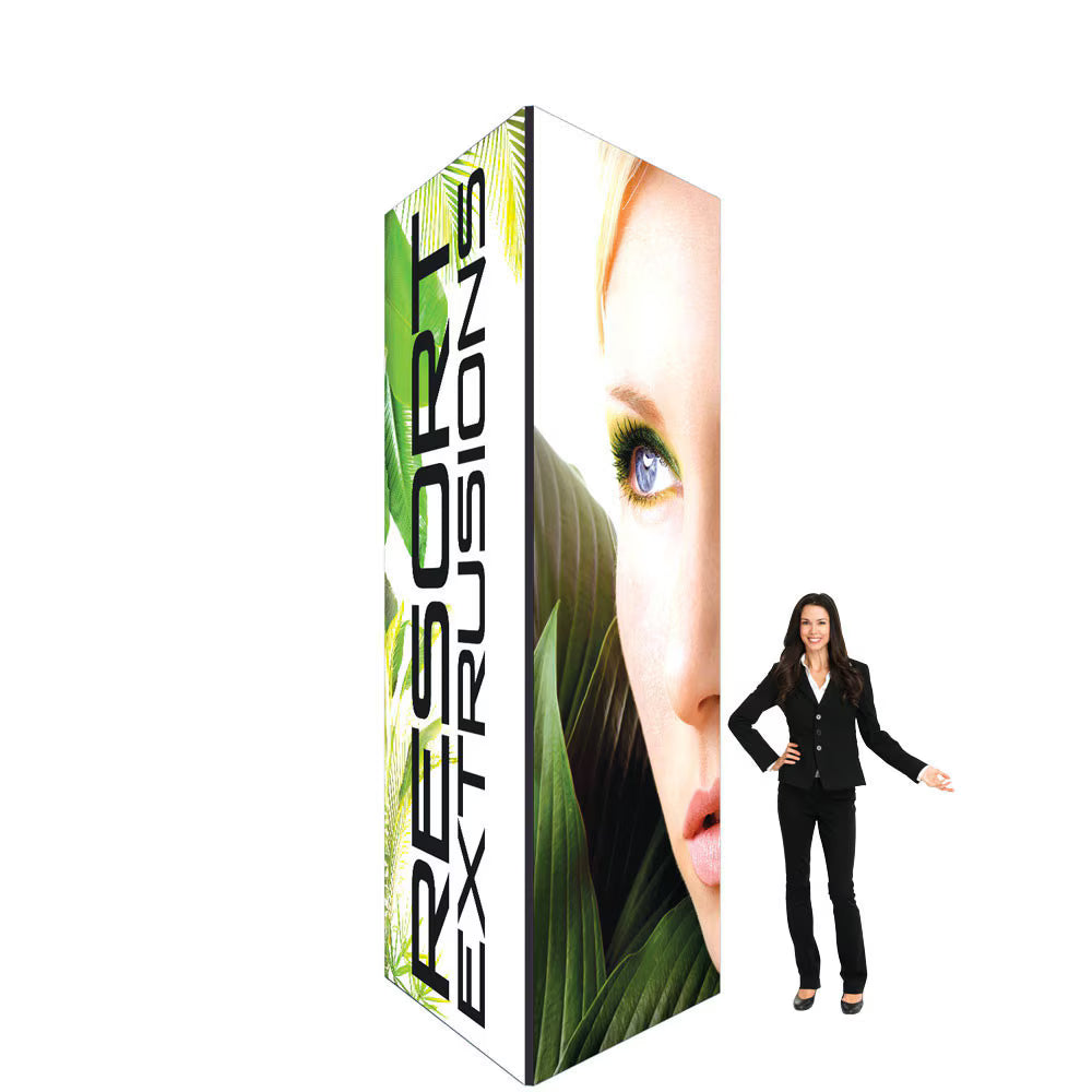Big Sky 5 x 12 ft backlit square tower with black frame and printed SEG graphics