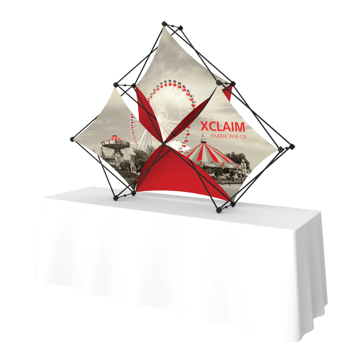 8ft Xclaim Tabletop 3 Quad Pyramid Fabric Popup Display Kit 02
