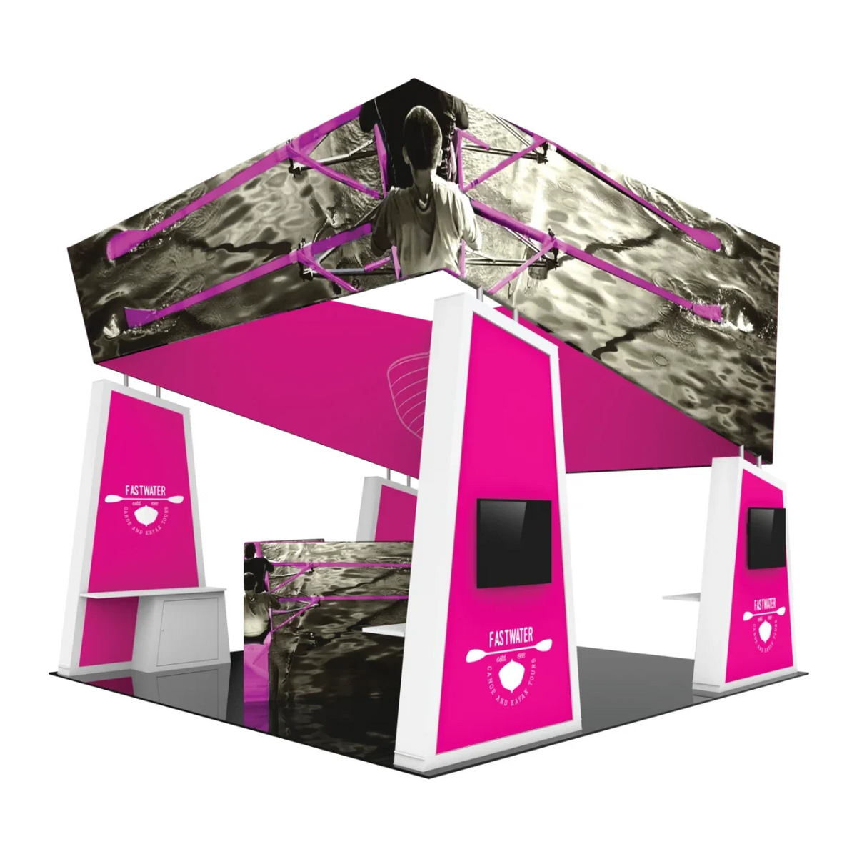 20ft x 20ft Formulate Fusion Island Booth Kit 11 Fabric Tower