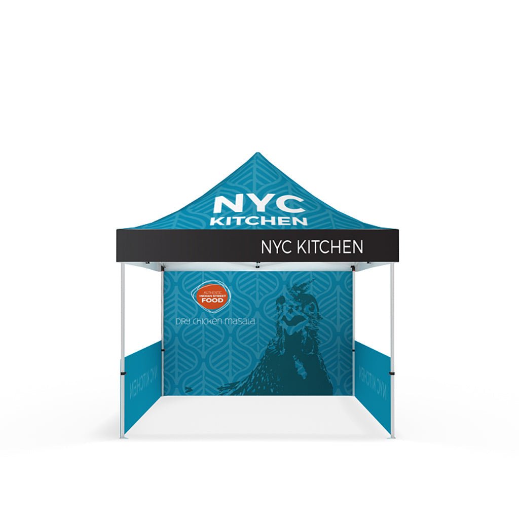 10ft Pop - up Canopy Tent Double - sided w/ (1) Full Wall and (2) Half Walls (Graphic Package) - All4Displays