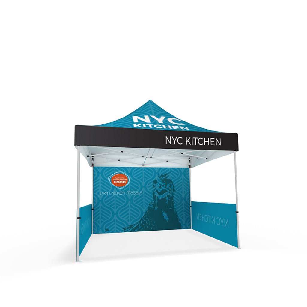 10ft Pop - up Canopy Tent Single - sided w/ (1) Full Wall and (2) Half Walls (Graphic Package) - All4Displays