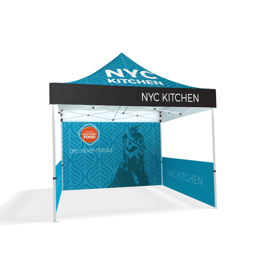 10ft Pop - up Canopy Tent Single - sided w/ (1) Full Wall and (2) Half Walls (Graphic Package) - All4Displays