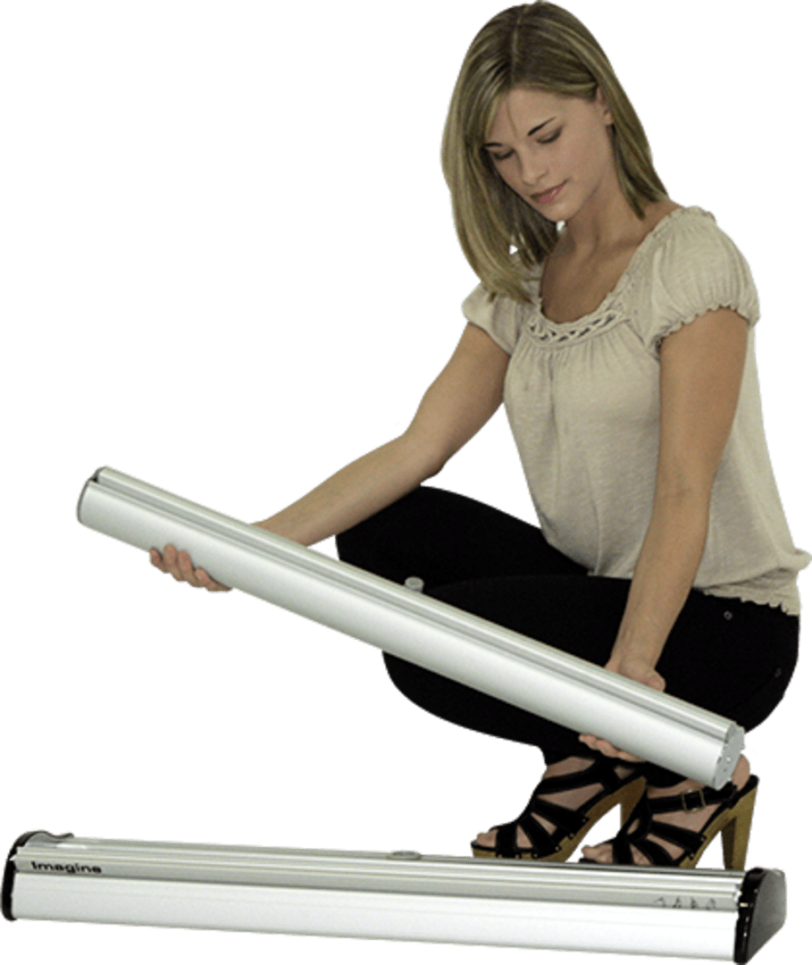 33.5in Imagine 850 Retractable Banner Stand (Premium Fabric Graphic Package) - All4Displays
