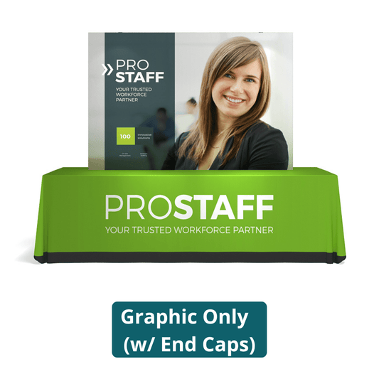 8ft x 5ft OneFabric® Straight Pop Up Tabletop Display w/ End Caps (Graphic Only) - All4Displays