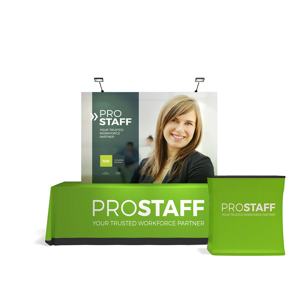 8ft x 5ft OneFabric® Straight Pop Up Tabletop Display w/o End Caps (Graphic Package) - All4Displays