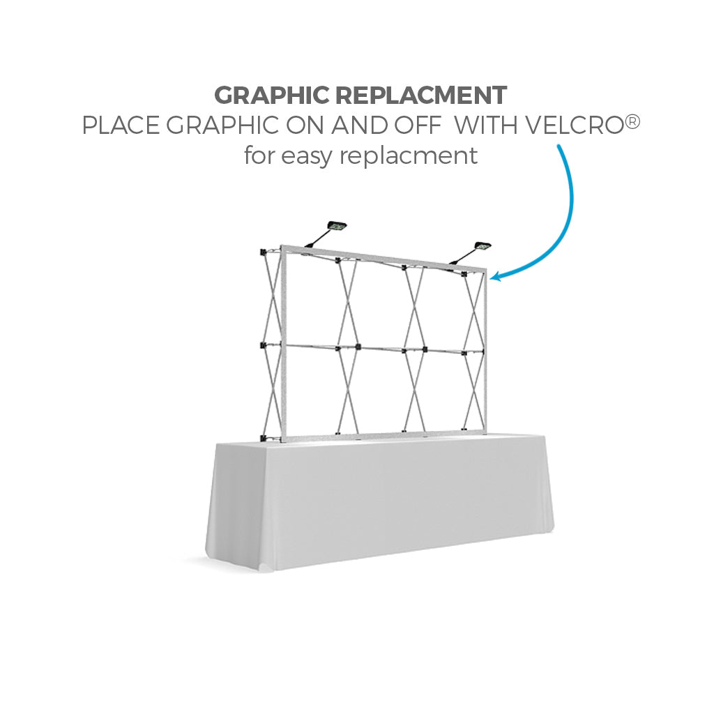 8ft x 5ft OneFabric® Straight Pop Up Tabletop Display w/o End Caps (Graphic Package) - All4Displays