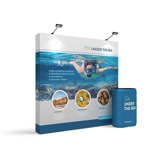 8ft x 8ft OneFabric® Straight Pop Up Display w/ End Caps (Graphic Package) Kit 2 - All4Displays