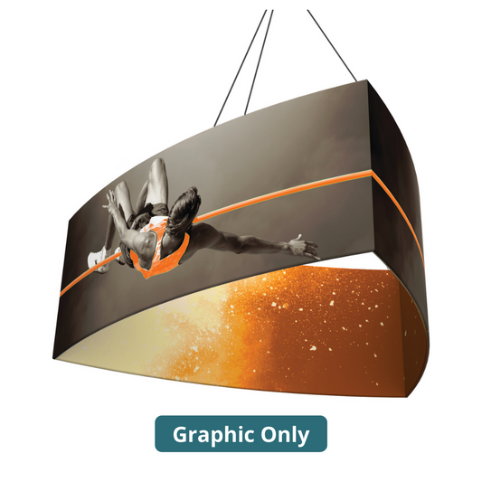 8ft x 2ft Formulate Master 3D Hanging Structure Shield - Convex Triangle Double-Sided (Graphic Only)