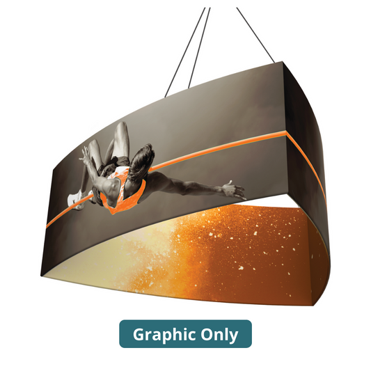 8ft x 3ft Formulate Master 3D Hanging Structure Shield - Convex Triangle Double-Sided (Graphic Only)