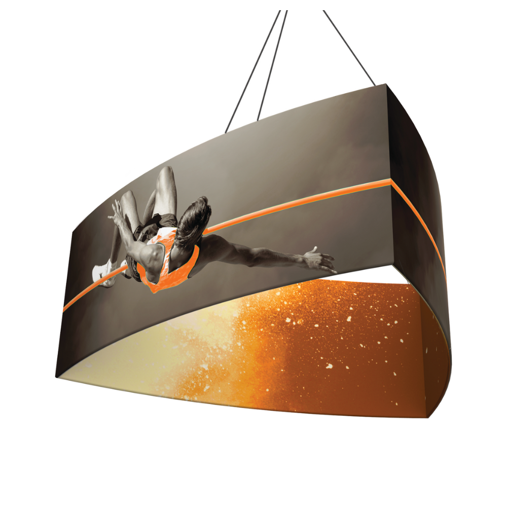 14ft x 2ft Formulate Master 3D Hanging Structure Shield - Convex Triangle Single-Sided w/ Open Bottom (Graphic Package)