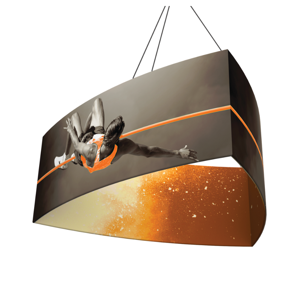 18ft x 4ft Formulate Master 3D Hanging Structure Shield - Convex Triangle Single-Sided w/ Open Bottom (Graphic Package)