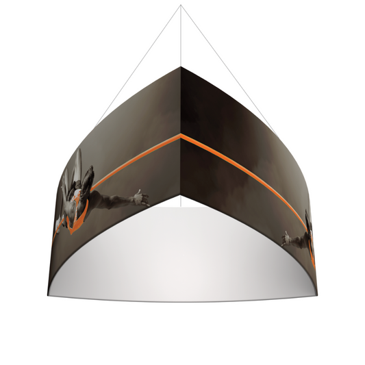 14ft x 6ft Formulate Master 3D Hanging Structure Shield - Convex Triangle Single-Sided w/ Open Bottom (Graphic Package)