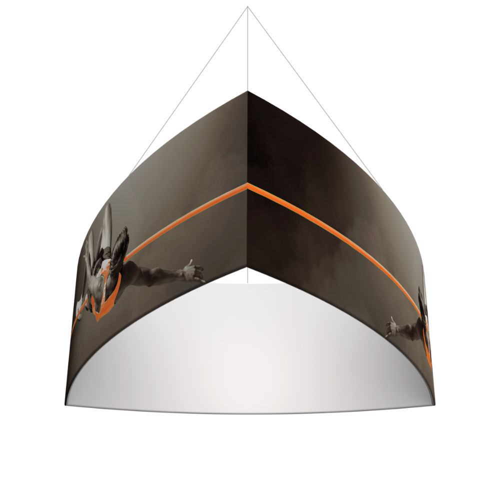 10ft x 4ft Formulate Master 3D Hanging Structure Shield - Convex Triangle Single-Sided w/ Open Bottom (Graphic Only)