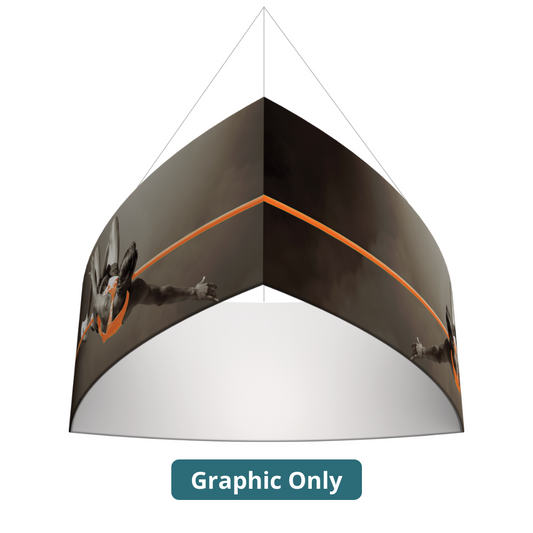 8ft x 2ft Formulate Master 3D Hanging Structure Shield - Convex Triangle Single-Sided w/ Open Bottom (Graphic Only)