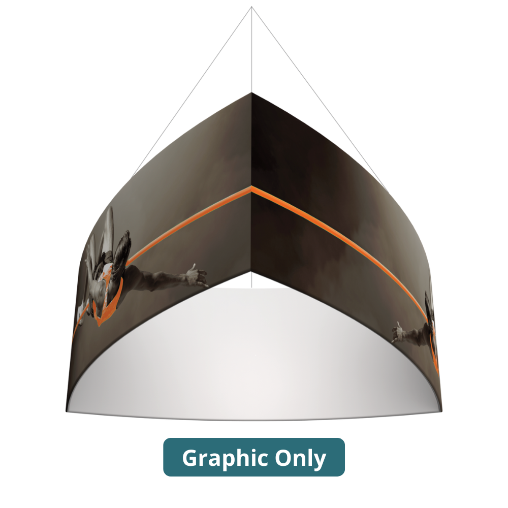 8ft x 3ft Formulate Master 3D Hanging Structure Shield - Convex Triangle Single-Sided w/ Open Bottom (Graphic Only)