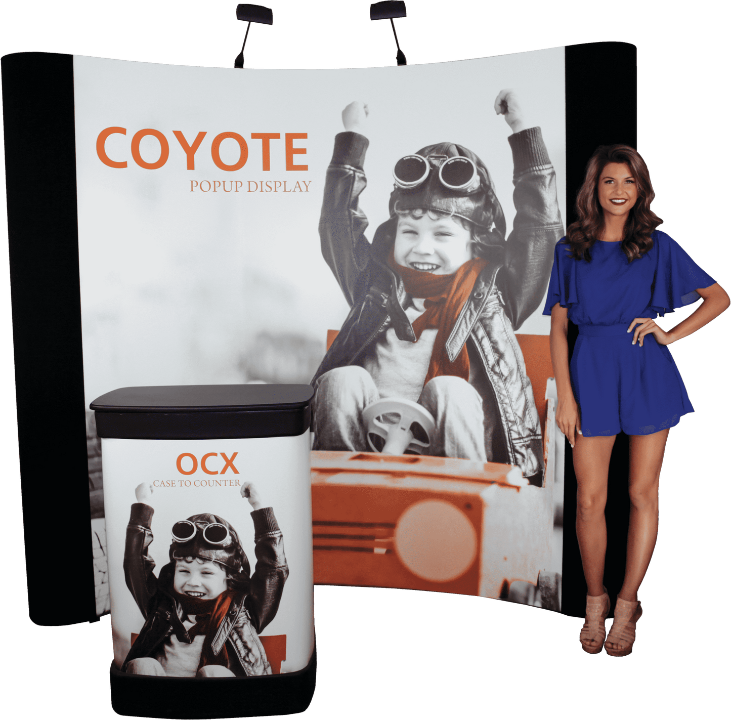 8ft x 8ft Coyote Straight Full Graphic Mural Display (Graphic Package) 3x3 Fast Kit