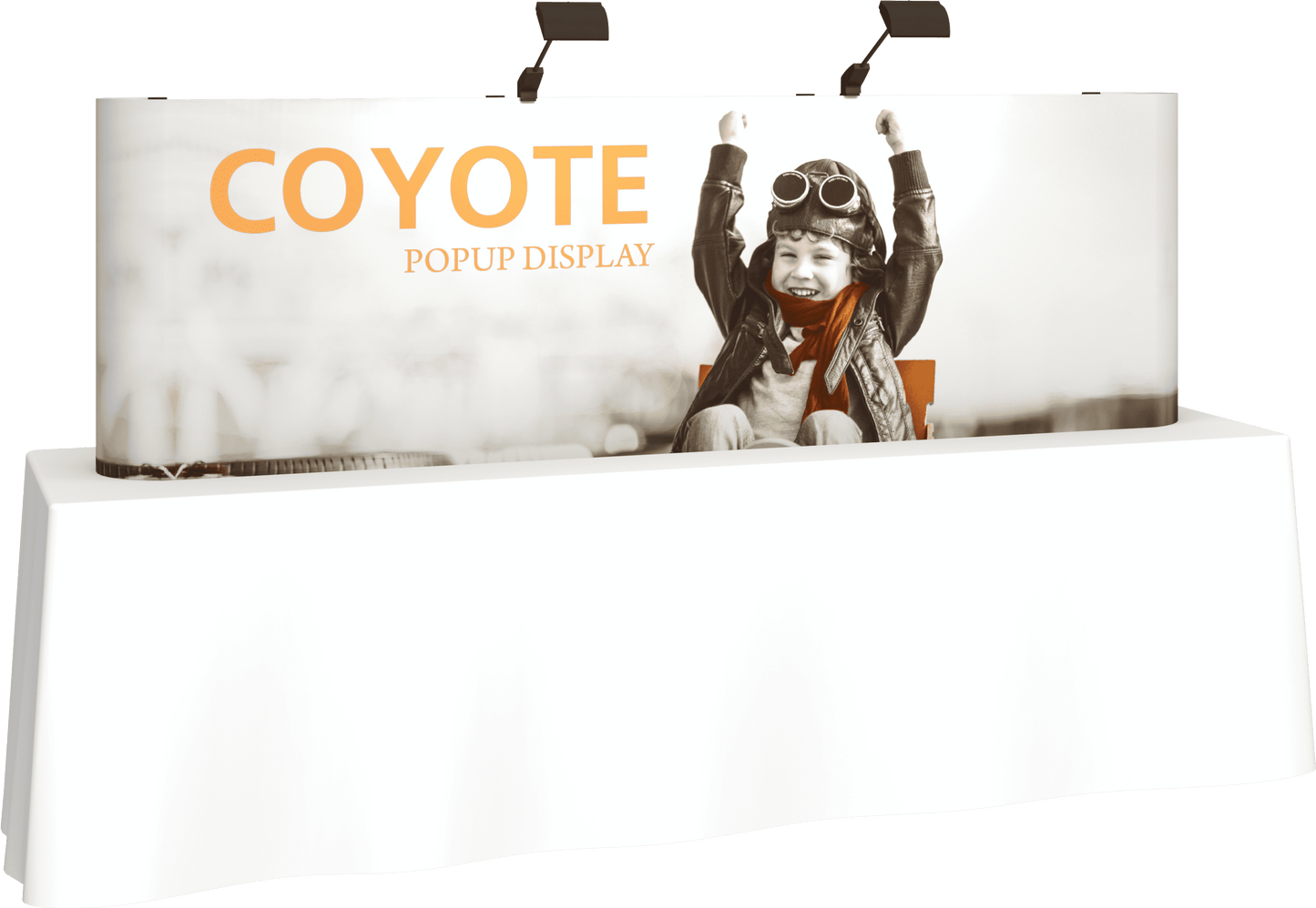 8ft (3x1) Coyote Straight Tabletop Full Fabric Display (Fabric Package)