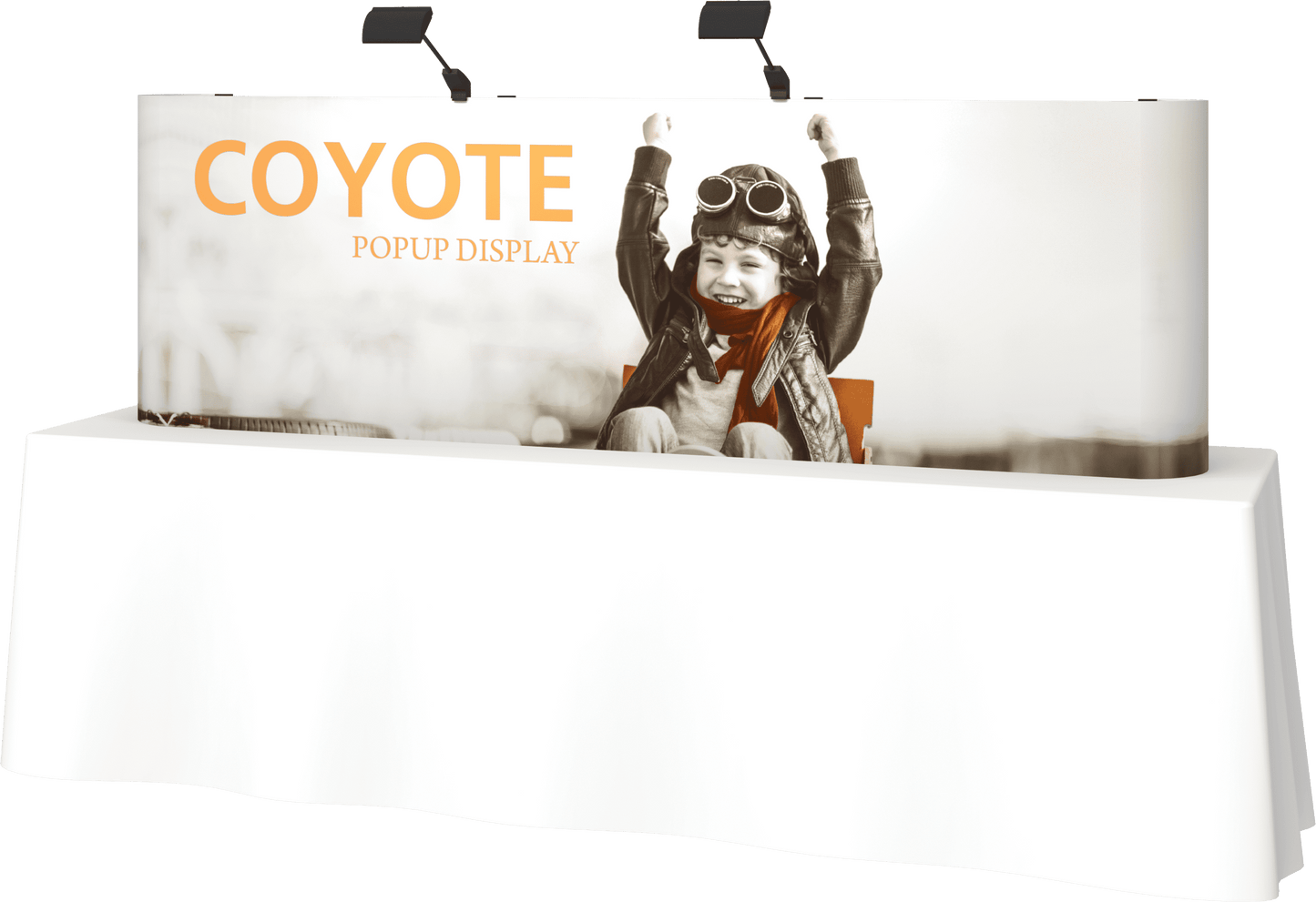 8ft (3x1) Coyote Straight Tabletop Full Fabric Display (Fabric Package)