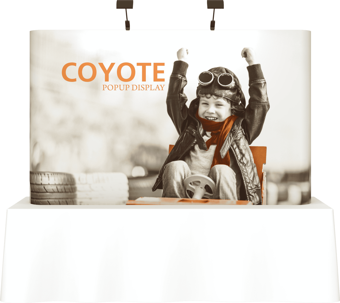 8ft (3x2) Coyote Straight Tabletop Full Fabric Display (Fabric Package)