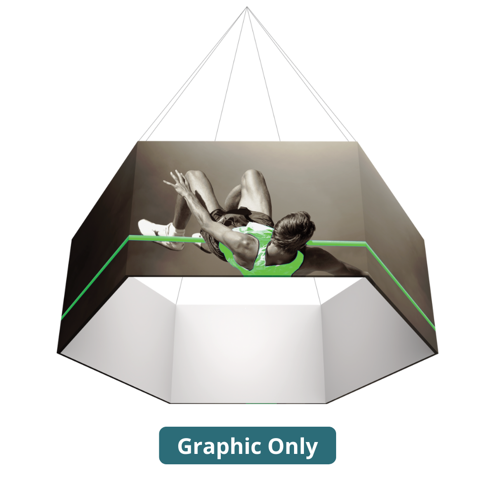16ft x 6ft Formulate Master 3D Hanging Structure Hexagon Single-Sided w/ Open Bottom (Graphic Only)