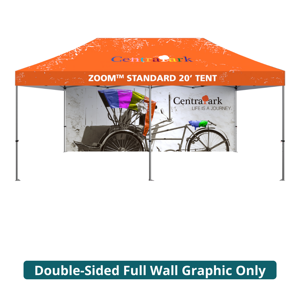 20ft x 10ft Zoom Standard Popup Tent Full Wall Custom Printed Double-Sided (Full Wall Graphic Only)