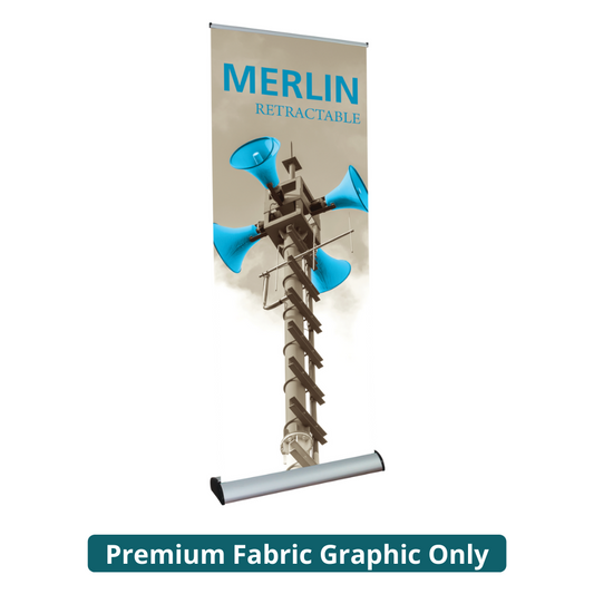 33.5in Merlin Retractable Banner Stand (Premium Fabric Graphic Only)