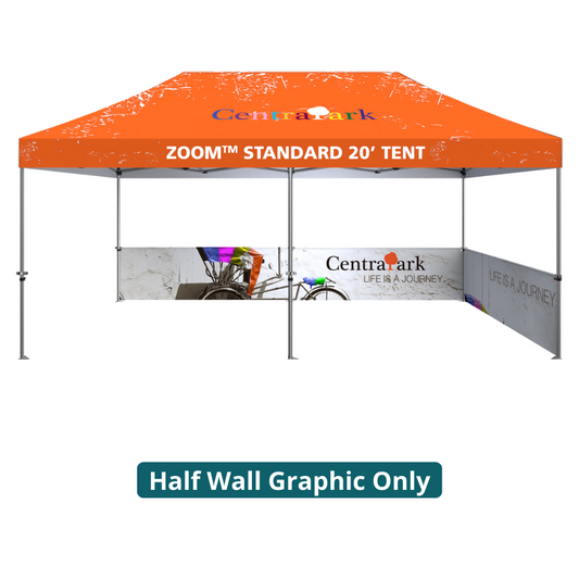 20ft x 10ft Zoom Standard Popup Tent Half Wall Custom Printed (Half Wall Graphic Only)