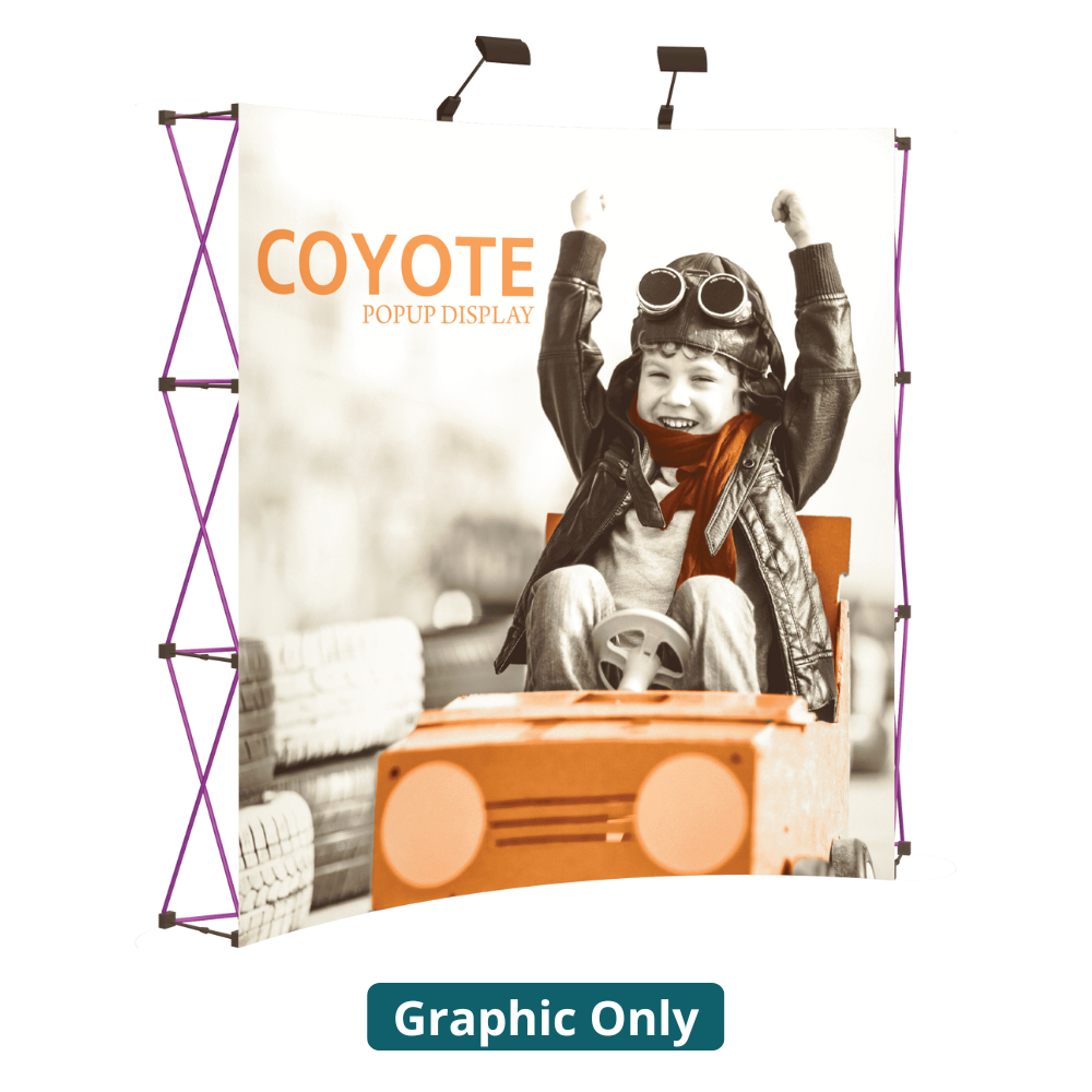 8ft (3x3) Coyote Full Height Curved Graphic Panels Without End Caps (Graphic Only)