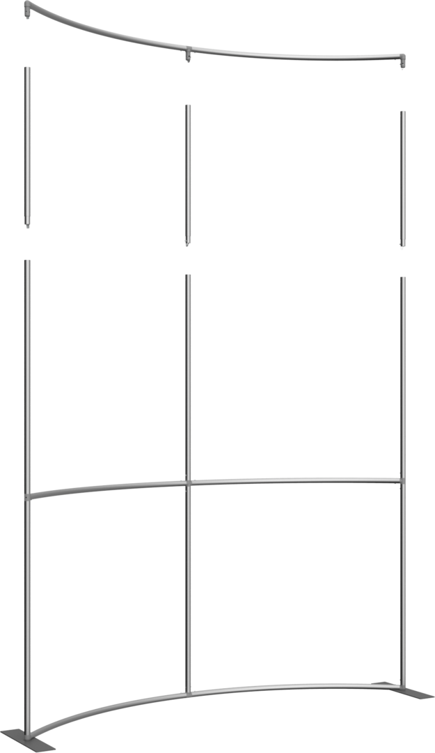 2ft Height Formulate Master Backwall Extension Hardware (8ft) - 3 Pole Horizontal Curve