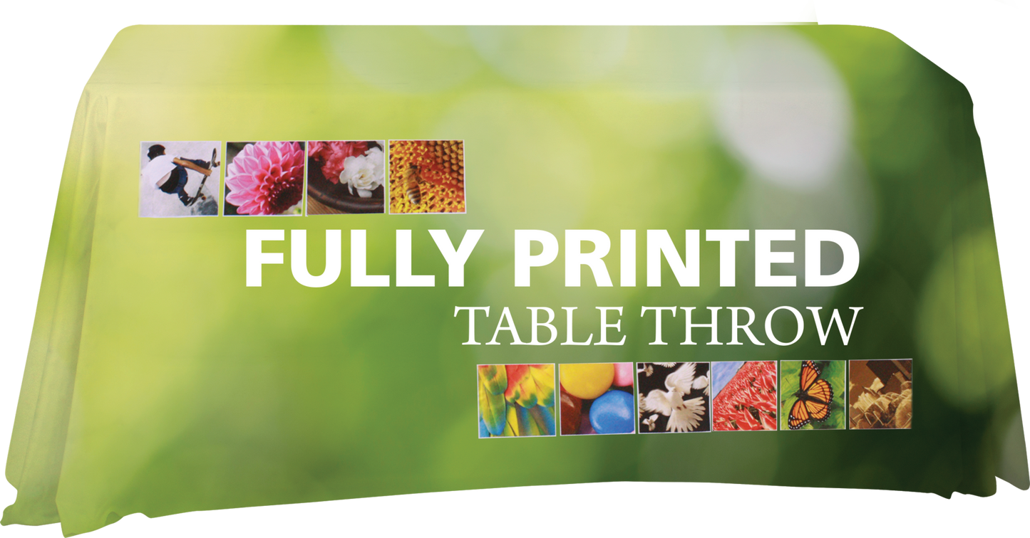 4ft Imprinted Premium Dye-Sublimated Table Throw Full (48"w x 36"h demo table)
