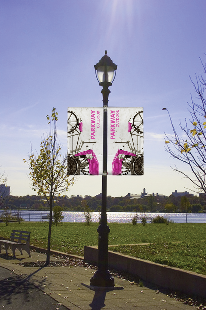 5ft Parkway Outdoor Pole Banner Double-Span Single-Sided Scrim Vinyl (Graphic Package)