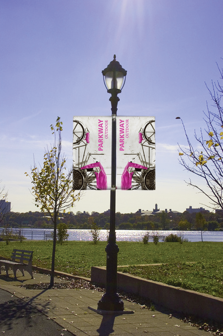 5ft Parkway Outdoor Pole Banner Double-Span Double-Sided Scrim Vinyl (Graphic Package)