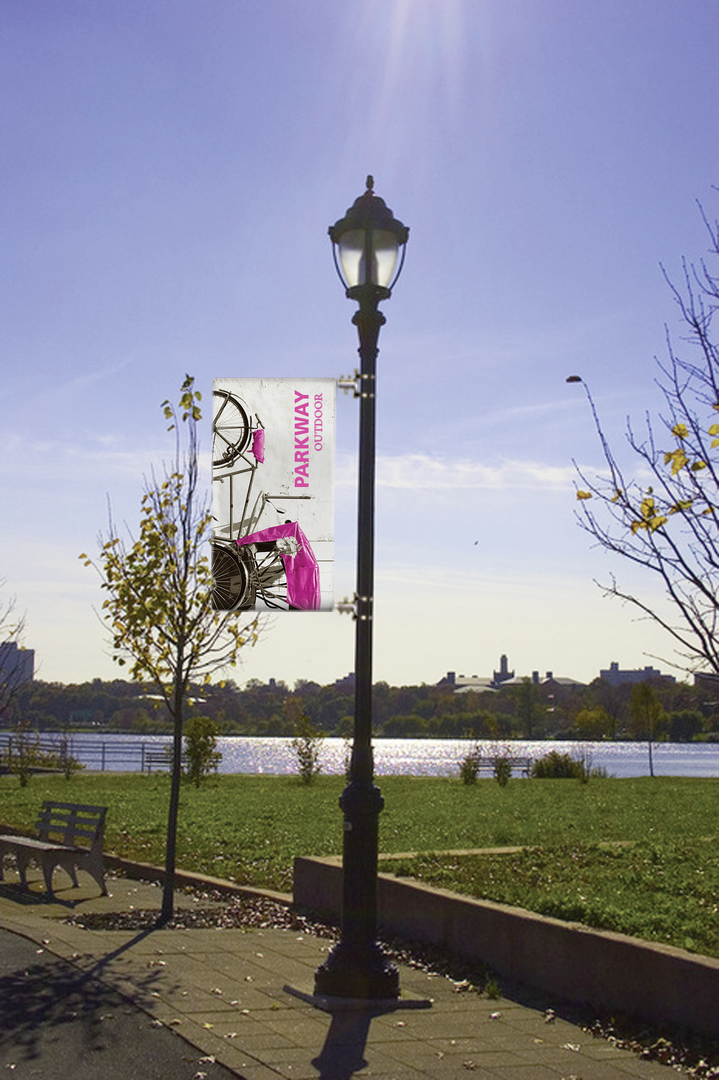 5ft Parkway Outdoor Pole Banner Single-Span Double-Sided Scrim Vinyl (Graphic Package)