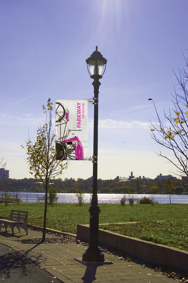 5ft Parkway Outdoor Pole Banner Double-Span Single-Sided Scrim Vinyl (Graphic Package)