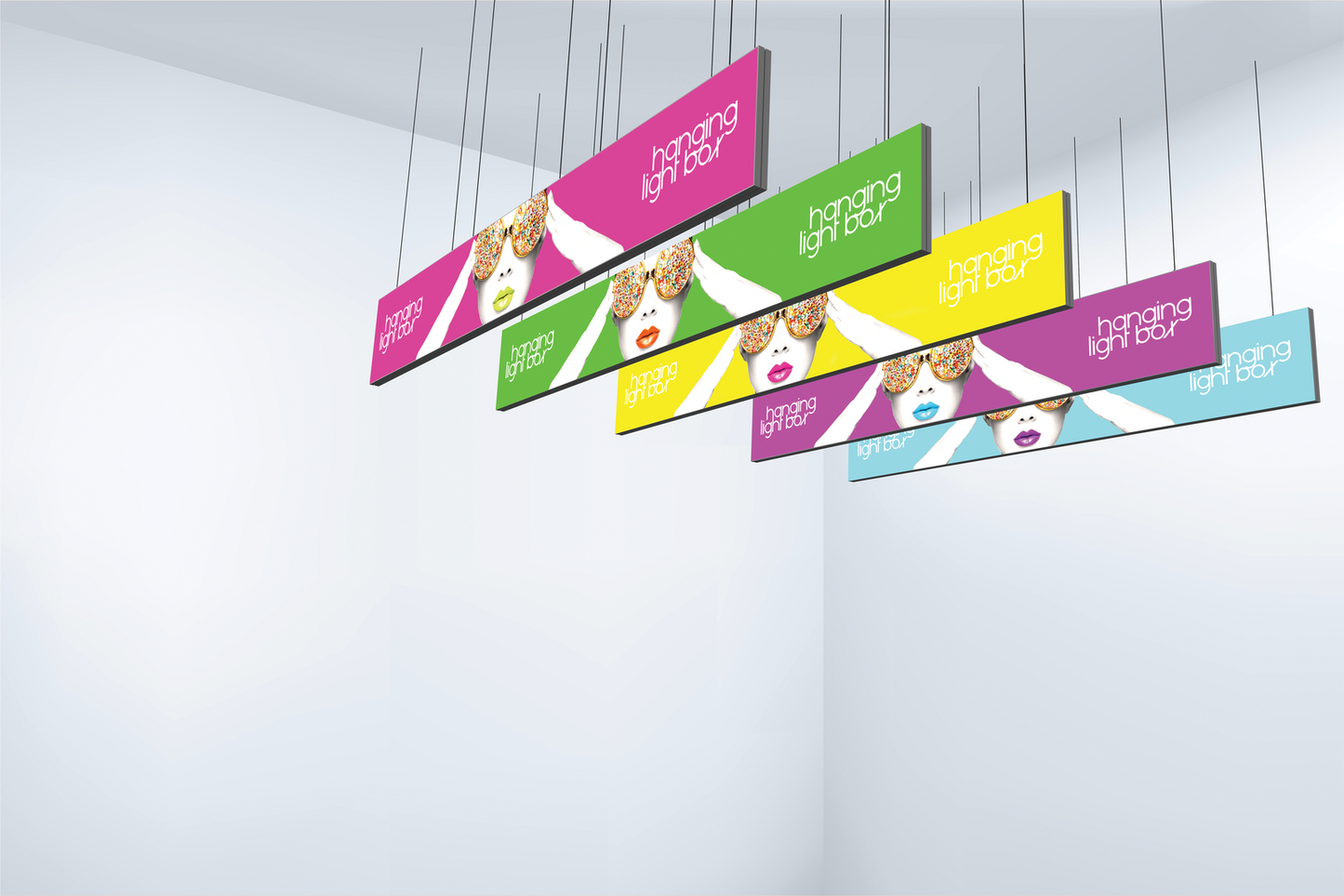 20ft x 3ft Vector Frame Hanging Light Box Double-Sided (Graphic Package)