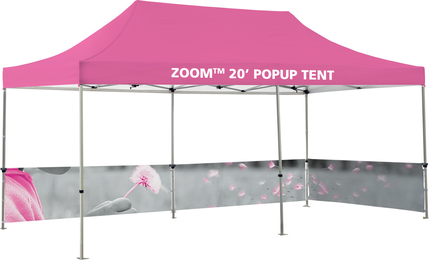 20ft x 10ft Zoom Standard Popup Tent Half Wall Custom Printed (Half Wall Graphic Only)