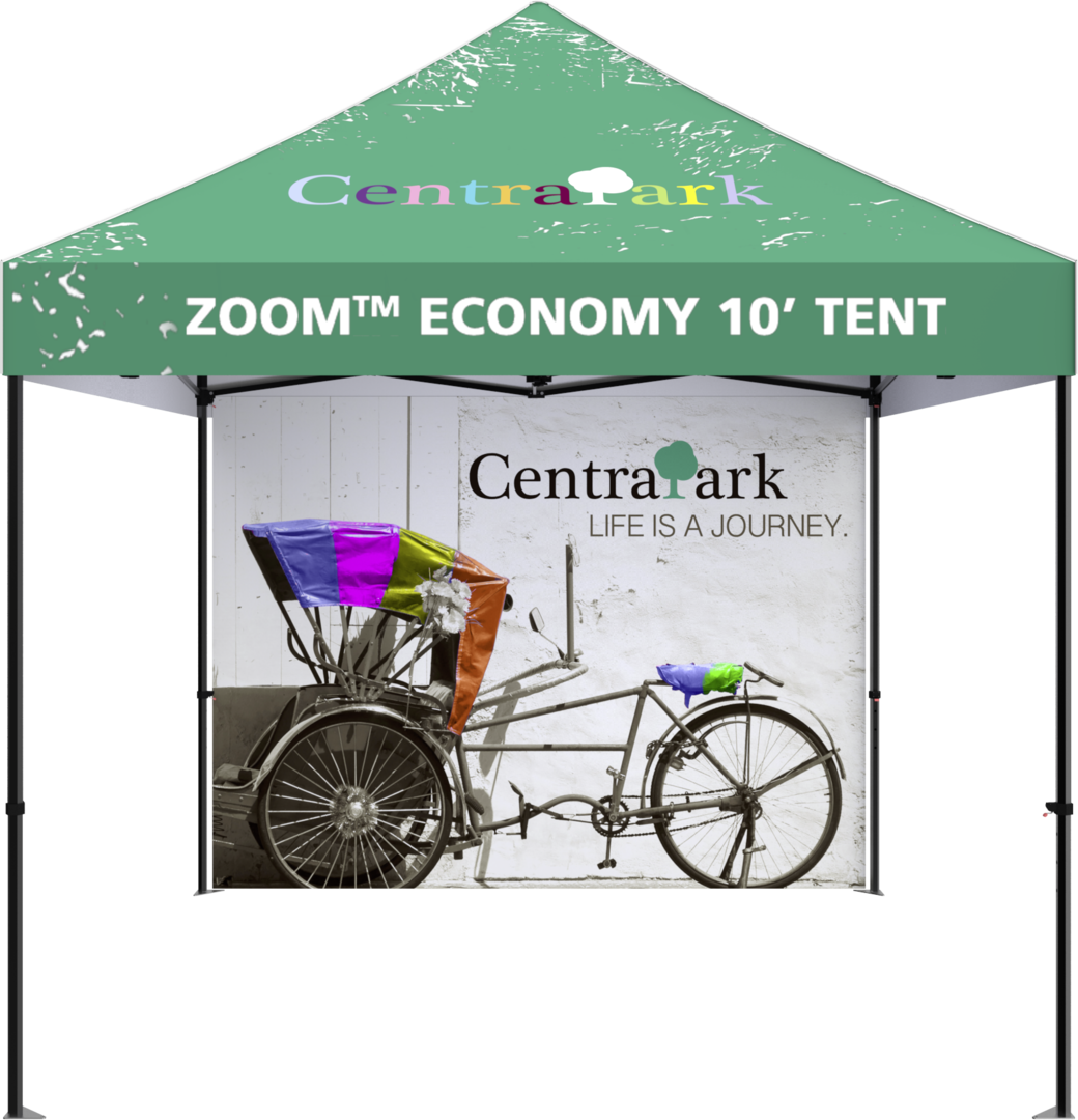 10ft x 10ft Zoom Economy and Standard Popup Tent Full Wall Custom Printed Double-Sided (Full Wall Graphic Only)