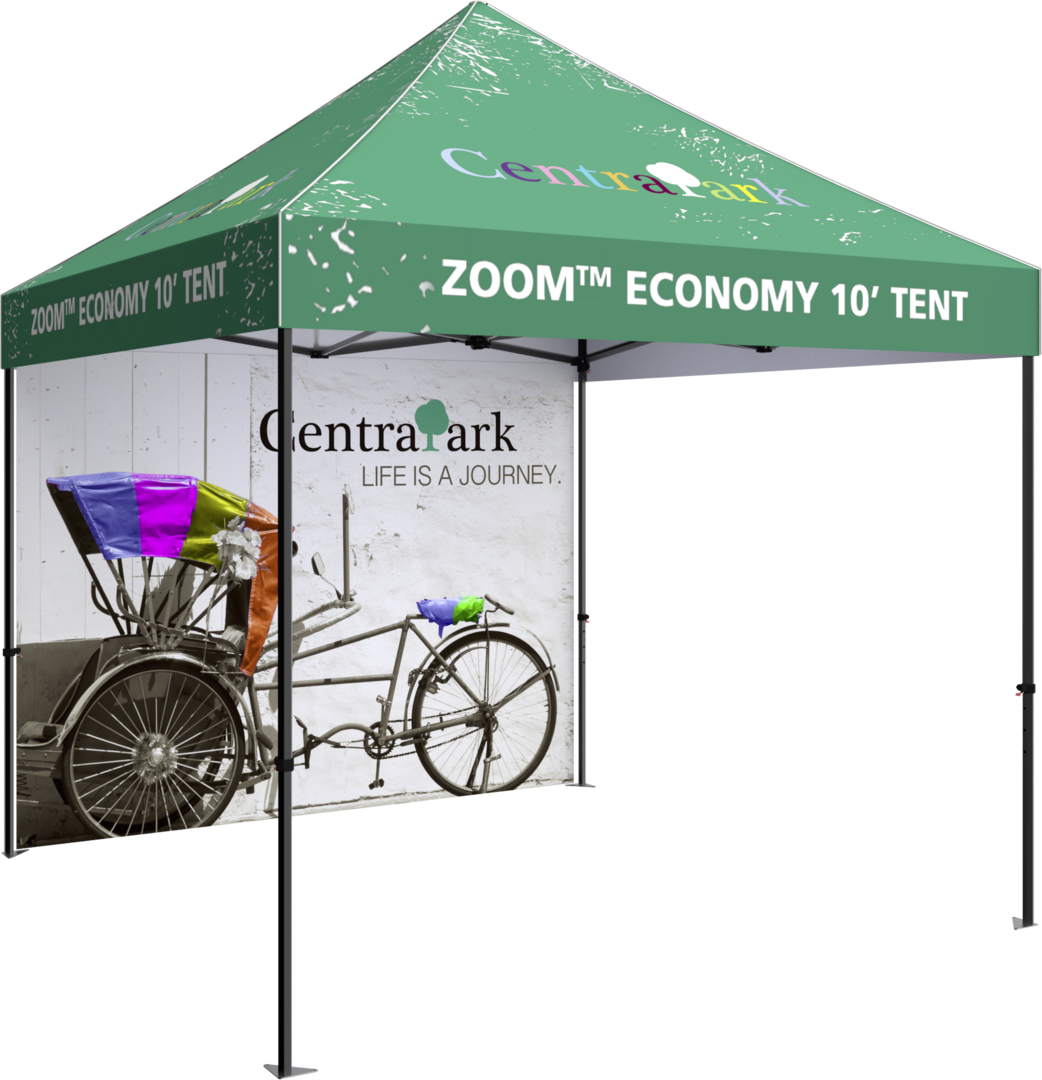 10ft x 10ft Zoom Economy and Standard Popup Tent Full Wall Custom Printed Double-Sided (Full Wall Graphic Only)