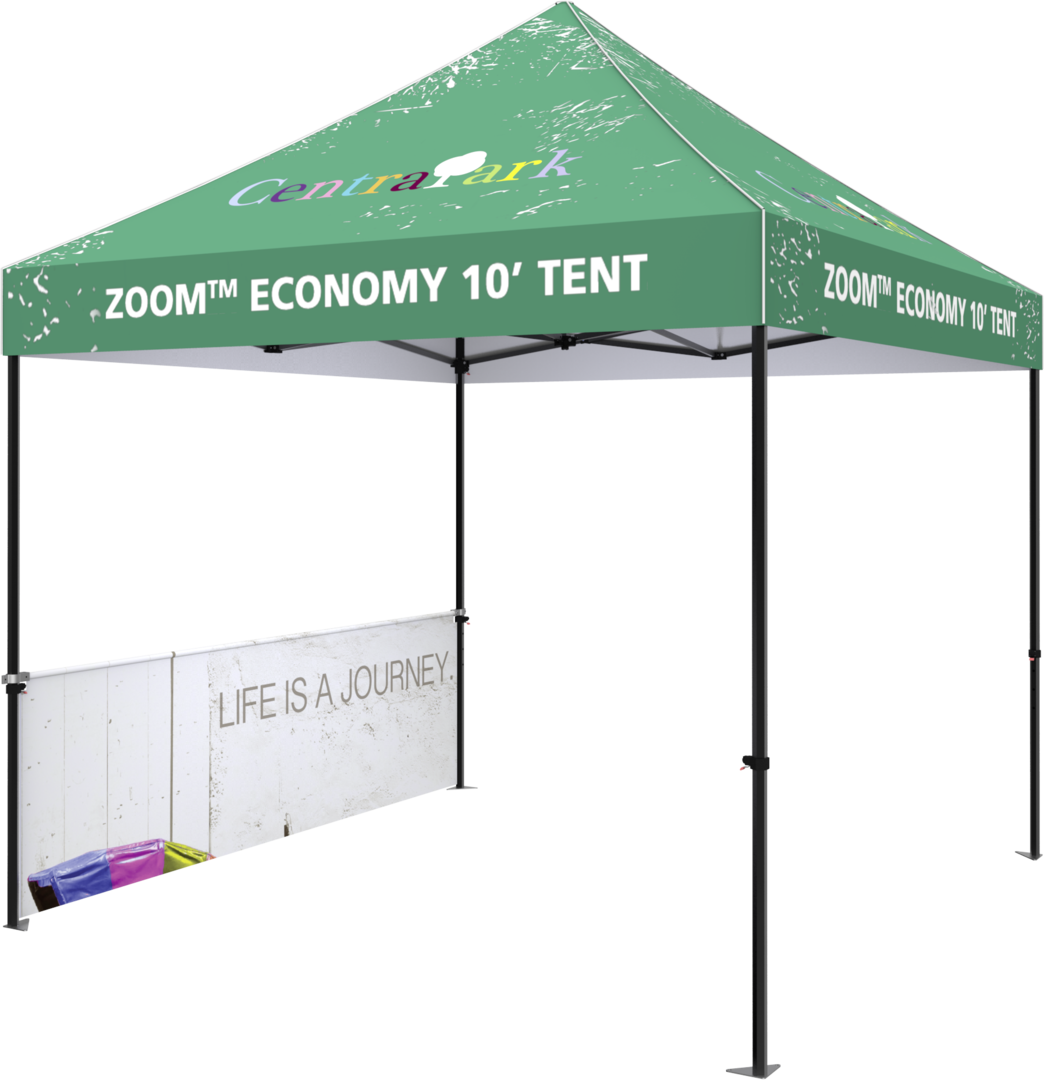 10ft x 10ft Zoom Economy and Standard Popup Tent Half Wall Custom Printed Double-Sided (Half Wall Graphic Only)