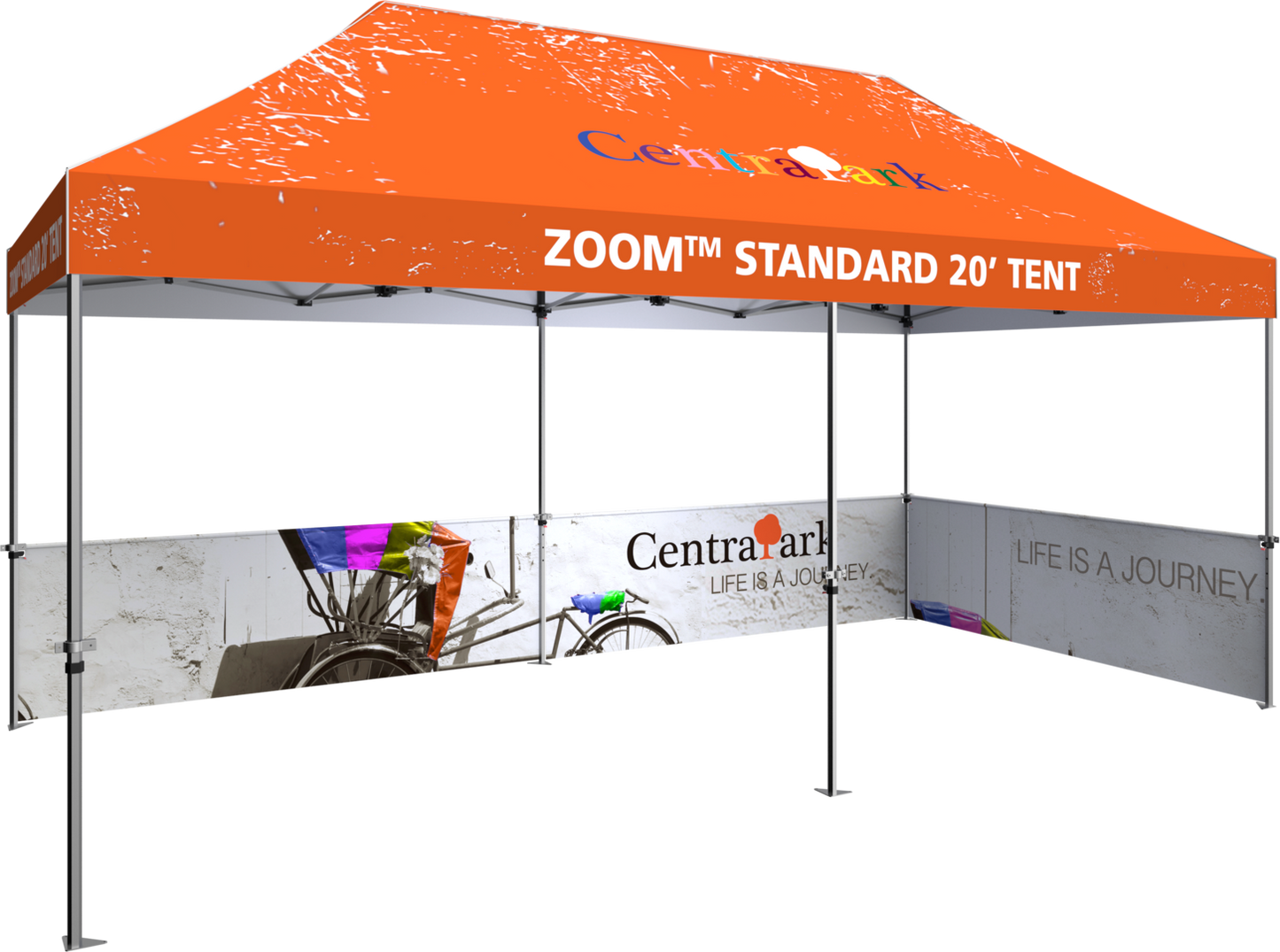 20ft x 10ft Zoom Standard Popup Tent Half Wall Custom Printed Double-Sided (Half Wall Graphic Only)