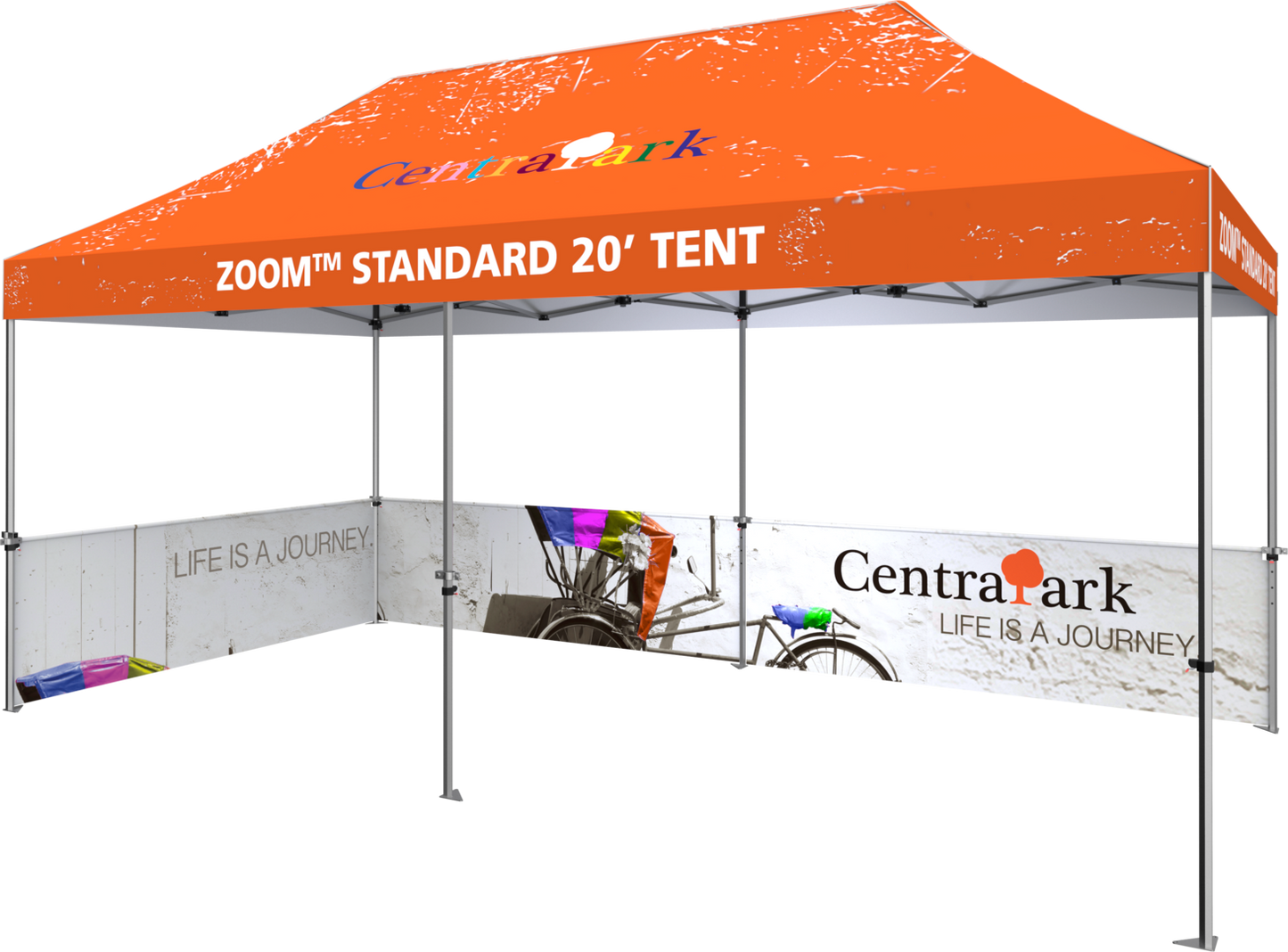 20ft x 10ft Zoom Standard Popup Tent Half Wall Custom Printed Double-Sided (Half Wall Graphic Only)