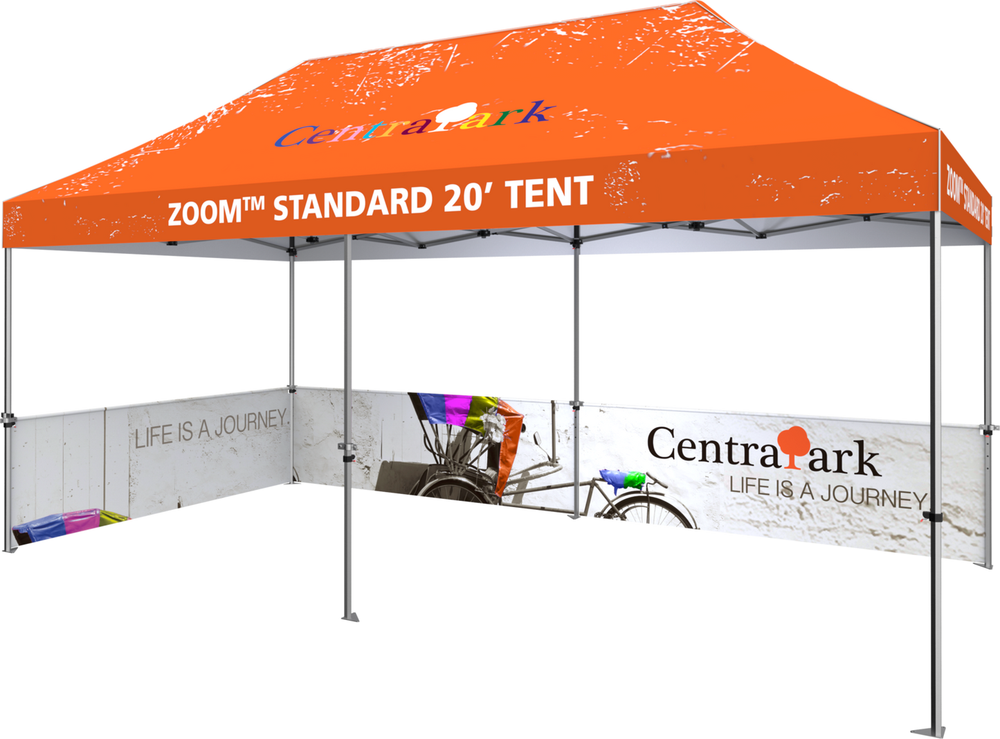 20ft x 10ft Zoom Standard Popup Tent Half Wall Custom Printed (Half Wall Graphic Only)